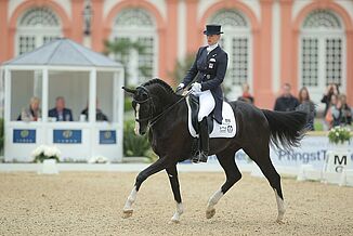 Dressage rider Nathalie zu Sayn-Wittgenstein trusts in REGUPOL equestrian floors Dressage rider Nathalie zu Sayn-Wittgenstein at a competition