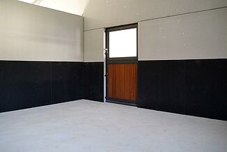 Pferdebox mit elastischen Wandbelägen